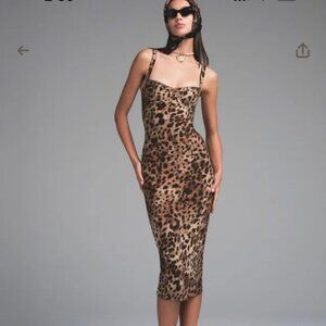 SKIMS Leopard Print Midi Dress